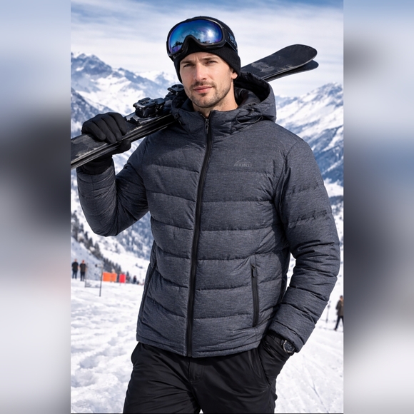McKinley Men’s Dark Gray Down Jacket Hooded Duck Down Feather Size L